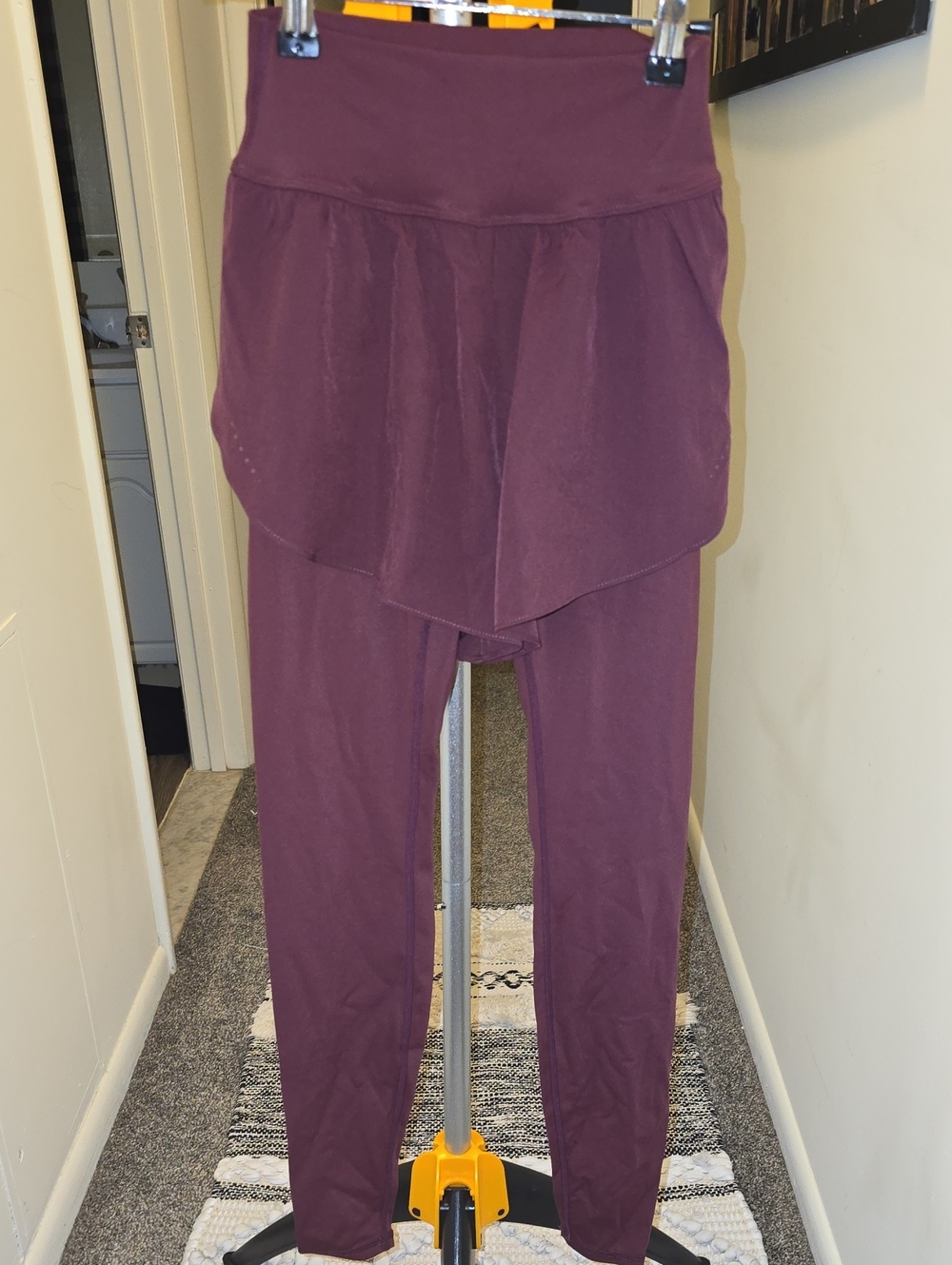 High-Rise Leggings With Shorts in Deep Plum